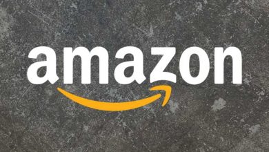 Amazon Logo set on a concrete gray background