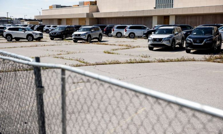 Cars for sale are stored in the old Sears parking lot in Salt Lake City on May 13. Intermountain Healthcare confirmed Friday it has purchased the old Sears building.