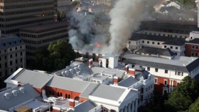 South Africa parliament fire: Roof collapses, entire floors gutted