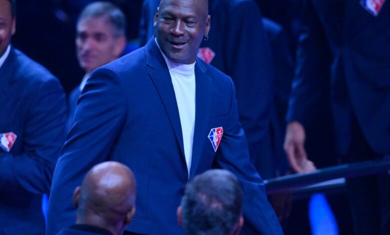 Michael Jordan was introduced last and drew one of the largest cheers during the ceremony.