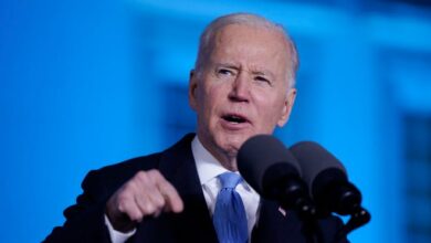 President Joe Biden delivers a speech about the Russian invasion of Ukraine on Saturday in Warsaw, Poland.