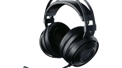a black gaming headset with large cushiony earcups