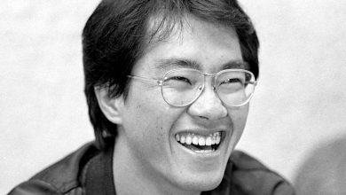 This black and white photo taken in May 1982 shows Japanese manga artist Akira Toriyama, whose death was announced on March 8, 2024.